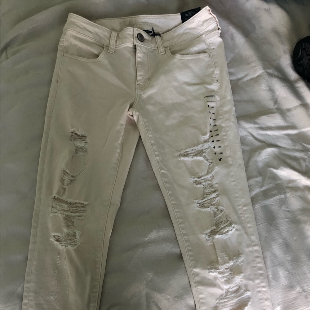 White Denim Ripped Jeans